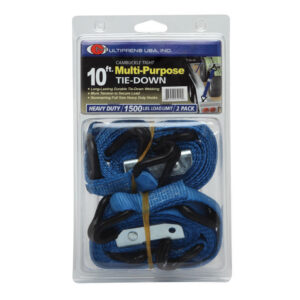 2 Pack Utility Cam Buckle Strap 1" x 10' & Vinyl Wire Hooks and Vinyl D Rings