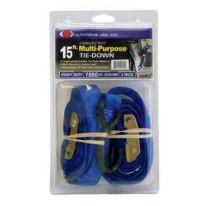 2 Pack 1" x 15' Utility Cam Buckle Strap with Vinyl Coated S Hooks