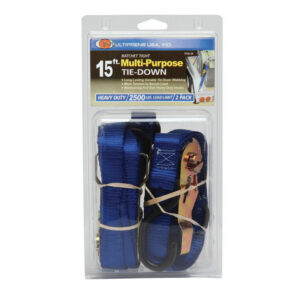 1" x 15' Utility Ratchet Strap with Vinyl Coated S-Hooks - 2 Pack