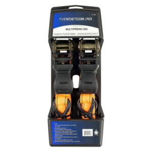 1" Utility Ratchet Strap   15' with Vinyl Coated S Hooks - 2 Pack